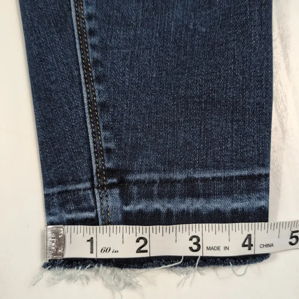 Spanx Women’s L Blue Pull-On Skinny Jegging Jeans Distressed Raw Hem Ankle - Picture 11 of 14